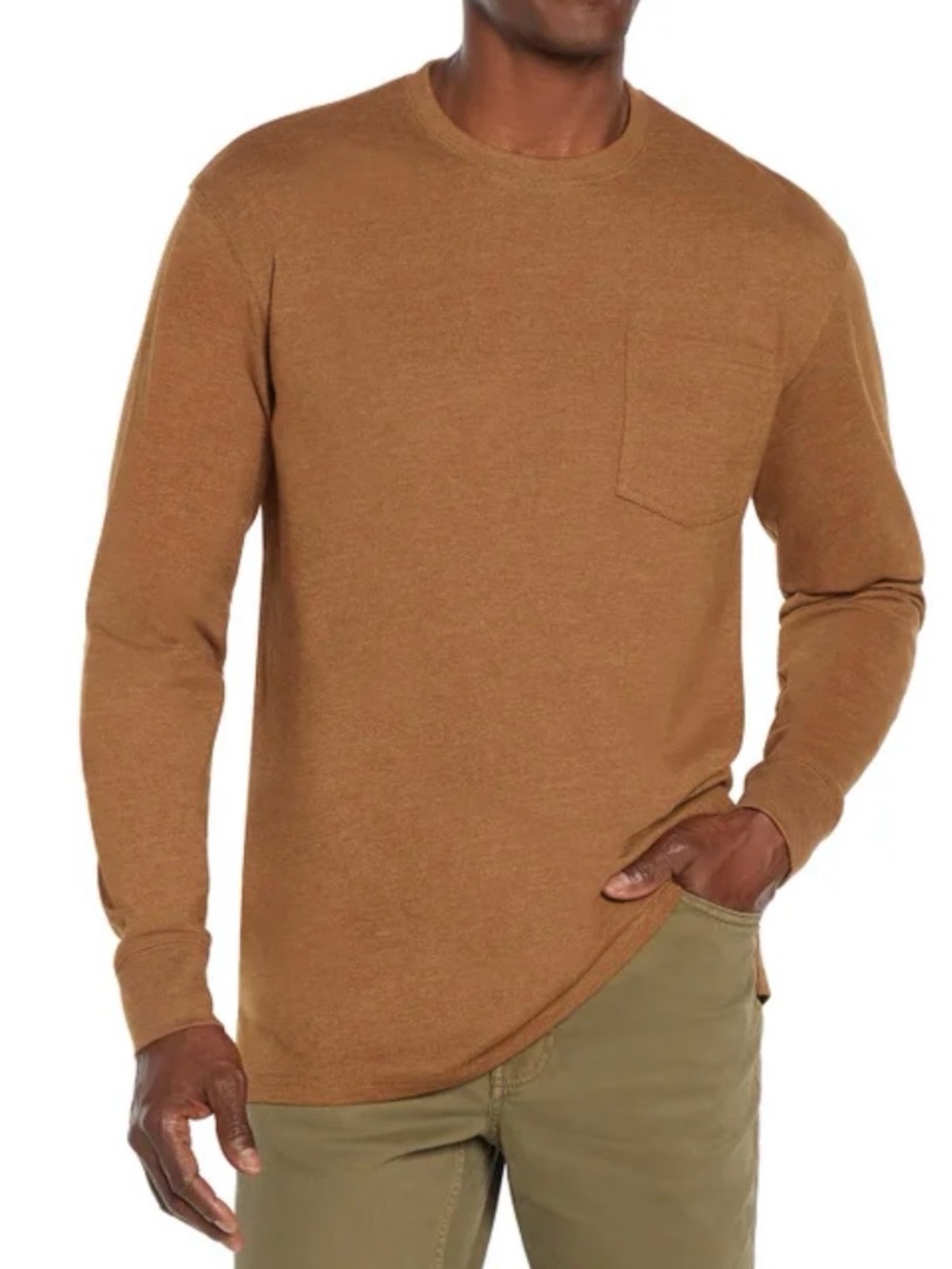 Woolrich Men's Long-Sleeve Crewneck Pocket Shirt — Brown